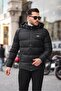 Embroidered Carbon Leather Coat Hooded PLDP 2959 - 3