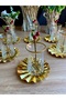 18 Piece Odi̇n Tea Set Metal Fan Plate with Cherry Tea Spoon - 3