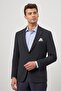 Men's Dark Navy Blue Ribbed Mono Collar 6 Drop Slim Fit Classic Jacket 1002245158 - 3