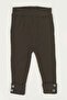 Khaki high waist button detailed unisex knitted ribbed stretchy tights - 3 months to 6 years old - 3