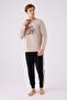 100% Cotton Winter Men's Skinny Leg Pajama Suit, Ribbon Inside - 2