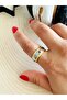 Gold-Silver Color Stripe Detailed Steel Wedding Ring No 8 ACR2919 - 2