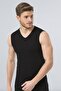158 Black Men's 2-Piece Sports V-Neck Ribbed Tank Top - 3