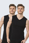 158 Black Men's 2-Piece Sports V-Neck Ribbed Tank Top - 2
