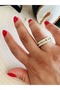 Gold Color Double Row Stone Cartier Steel Ring No 7 ACR2891