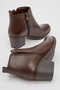 Dericlub Boots for Women - Chunky Heel, Zip-Up, Real Leather, Br 06004 Brown - 4