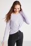 Genesıs Women's Slim Fit Slim Fit Front Ribbed Drape Detail Round Neck Crop Lilac Blouse - 5