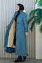 Hooded Long Coat with Tie Waist, Snaps and Zipper Detail Brc6267 - 2