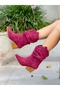 Tokyo Burgundy Cowhide Suede Gusseted Short Dallas Boots - 2