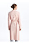 Pink Shawl Collar Embroidered Long Sleeve Women's Dressing Gown - 5