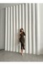 Long Sleeve Sandy Dress - Single Sleeve and Slit Detail - 6