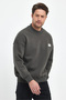 Men's High-Necked Embroidered Oversized Sweatshirt Smoked - 4
