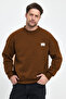Men's High-Rise Embroidered Oversize Sweatshirt Brown - 2