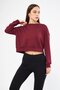 Claret Red Women's Long Sleeve Crop Sweatshirt - Gobi - 3