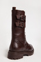 Deriklub Women's Boots Thick Sole Zippered Belt Buckle Casual Boots Real Leather Br 06146 Brown - 5