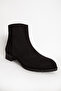 Women's Zippered Suede Casual Boots Genuine Leather BR 06048 Suede Black - 4