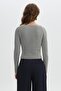 Gray Melange Long Sleeve Knitwear Sweater - 4
