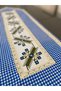 Dark Blue Gingham Cross Stitch Embroidered Runner (Custom Size and Color Made) - 3