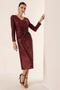 V-Neck Front Smocked Lined Sequin Dress - 3