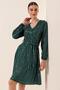 V-Neck Waist Belted Lined Sequin Short Dress - 2