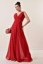 Low Waist Front Back V Neck Lined Chiffon Jumpsuit - 3