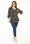Women's Large Size Green Collar Pleated Capri Sleeve Blouse 65N37147 - 5