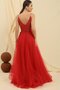 Rope Strap Guipure Bead Detailed Lined Long Tulle Dress - 4