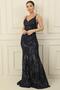 Women's Rope Strap Beaded and Sequined Shawl Patterned Lined Wide Size Range Long Fish Dress - 2