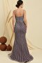 Rope Strap Front Slit Lined Stone Embroidered Fish Dress - 4