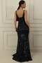 Women's Rope Strap Beaded and Sequined Shawl Patterned Lined Wide Size Range Long Fish Dress - 4