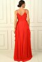 Women's Long Chiffon Dress with Rope Straps, Side Slits, Lining, and Ruffles - 4