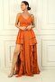 Women's Long Chiffon Dress with Rope Straps, Side Slits, Lining, and Ruffles - 3
