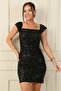 Strappy, Draped Front, Underwired, Lined, Sequined Short Dress, Slim Fit - 3