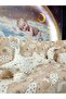 طقم نوم للأطفال مقاس 70x130 - ناموسية وجهاز - نمط نجمة سحابة بنية - 6
