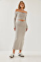 Women's Gray Madonna Collar Bottom-Top Set 60351208 - 2