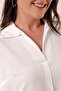 Polo Neck Quarter Sleeve Plus Size Blouse - 4