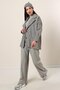 Oversize Lined Cashmere Jacket with Cuff Sleeves Pockets