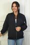 Round Neck Zip-Front Coat with Sleeve Pockets - 2