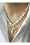 Steel Flower End Design Pearl Necklace - 2