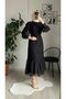 Pleated Black Chiffon Hijab Dress - 3
