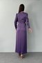 SLEEVE FRINGED SATIN DRESS - 4