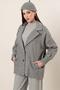 Oversize Lined Cashmere Jacket with Cuff Sleeves Pockets - 4