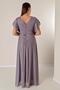 Double Breasted Neckline Front Draped Lined Sleeves Flounce Slit Plus Size Long Lurex Dress - 5
