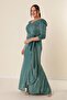 Front Flounce Lined Glitter Plus Size Dress - 2