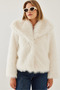 Women's White Fur Araboy Coat 2429 60351214 - 5