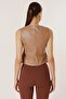 Buttoned Front Pocket Lined Leather Vest - 5