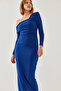 Women's Cobalt blue Patterned Candy Fabric Lined Dress 4435 60351212 - 2