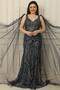 Lined Plus Size Lurex Long Dress with Tulle Shawl Off the Shoulder