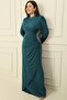 Jewelled Collar and Side Lined Gathered Crystal Long Plus Size Hijab Dress - 2