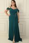 Women's Stone Detail Strap Low Sleeve Side Pocket Scarf Strap Plus Size Chiffon Long Dress - 3